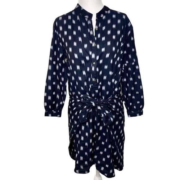 Ulla Johnson Corsica Dress Blue White Indigo Ikat Print Size 2 Short Popover - Picture 2 of 12